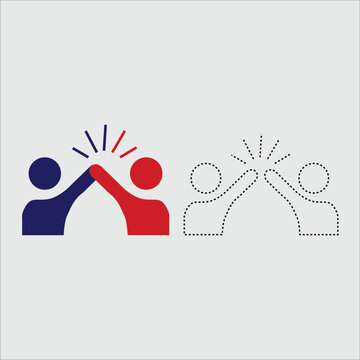 high five icon two people team success flat vector design