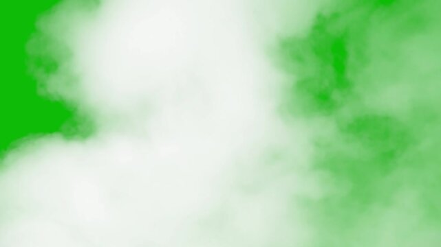 Thick white clouds moving across screen isolated on green screen background smoke fog chroma key sky mist smoke fog chroma key sky mist