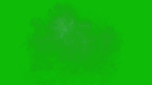 Large soft smoke cloud swirling and floating isolated on green screen background chroma key effect overlay white
