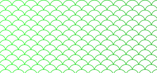 Scalloped semicircle pattern, fish scale vector design, geometric overlapping outlines, minimalist green repeating grid texture for backgrounds © Ruman