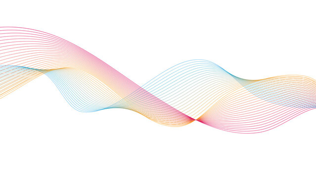 Colorful Abstract Wave Line Background with Flowing Gradient Ribbon Design. Modern Multicolor Wave Lines Background Featuring Elegant Linear Flow.