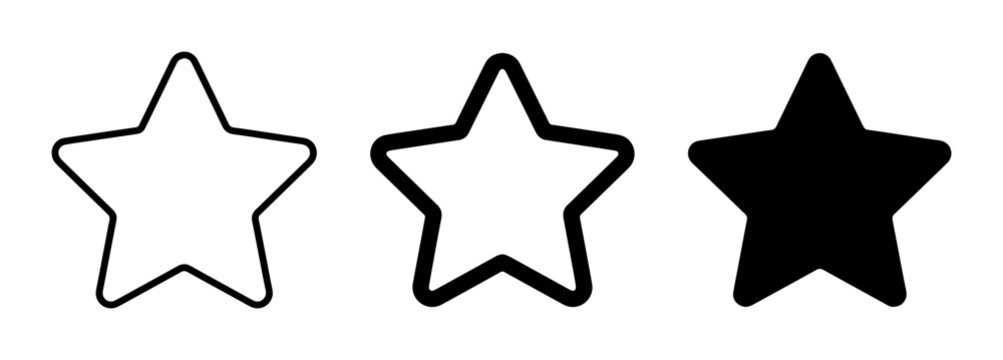 Star icon set outline, solid, and color styles