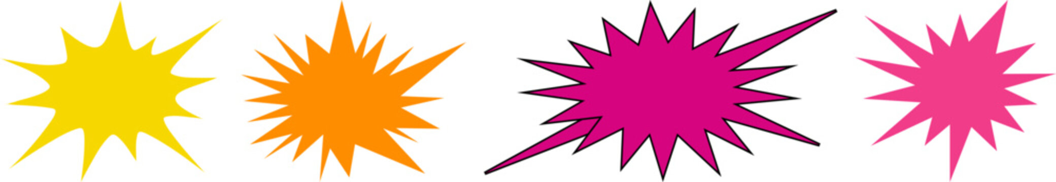 Assorted bright comic starburst badge shape bundle for sale discount promotion marketing and advertising vector pack