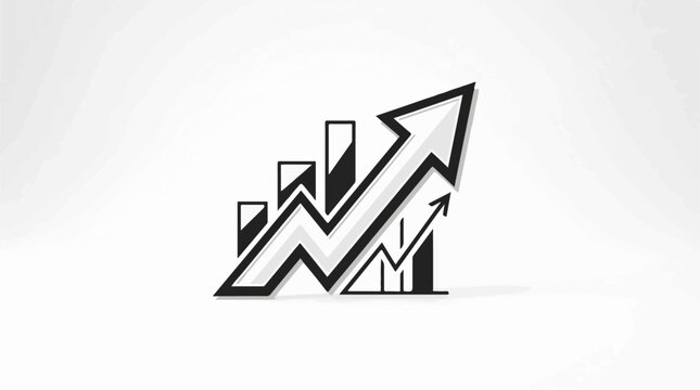A bold stylized graph shows increasing bars and a rising arrow