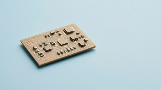Electronic circuit board with small surface mount components and central chip