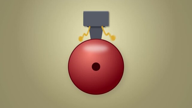 Red ringing bell during first lesson of back to school