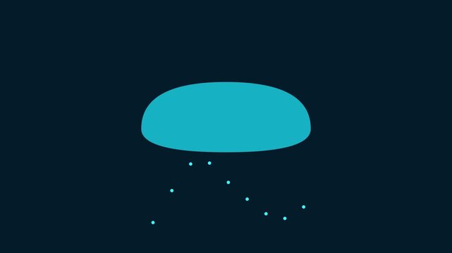 Minimalist abstract rain cloud animation with falling droplets on dark 4k background, weather