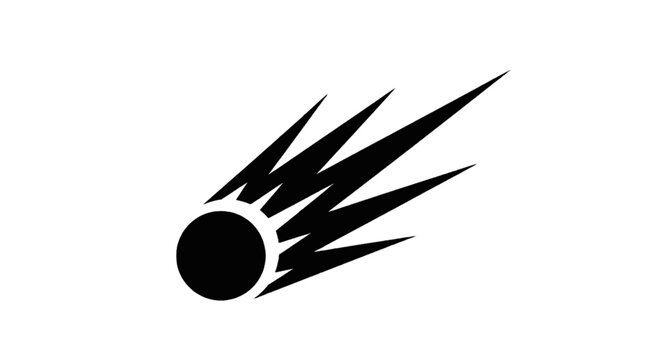 Vector illustration of black silhouette of a comet icon on a transparent background