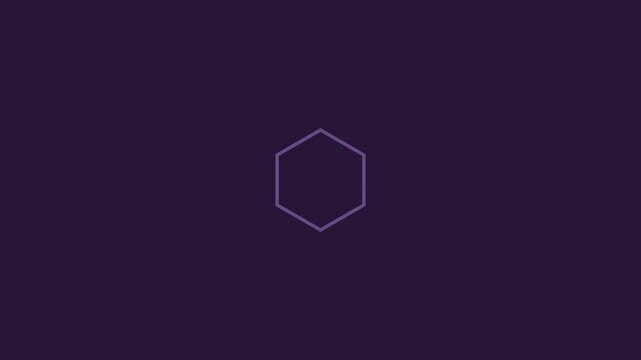 Minimalist hexagon shape animation with pulsing center circle on dark 4k background, geometric motion