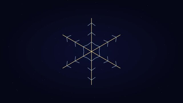 Minimalist snowflake animation: geometric winter holiday motion 4k background, christmas