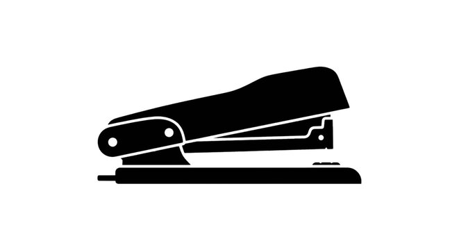 Vector illustration of black silhouette icon of a stapler on a transparent background