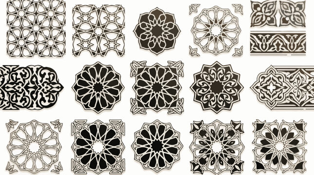 Intricate geometric patterns in Islamic art form decorative elements