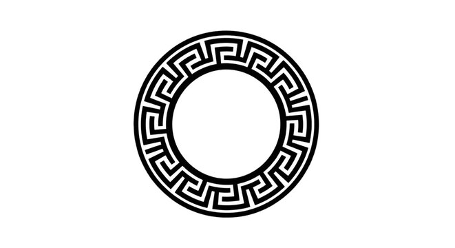 Vector illustration of circular greek key pattern border, meander design element on a transparent background