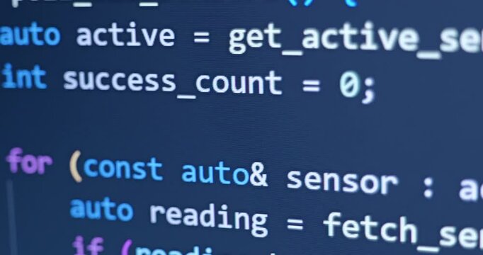 Close up of Typescript code scrolled on the monitor