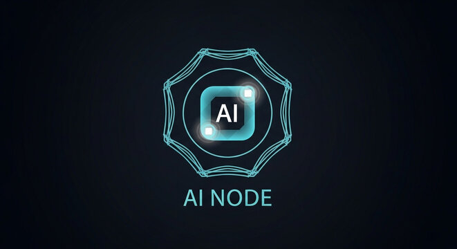 Abstract glowing hexagonal circuit element representing an artificial intelligence nodal point, symbolizing advanced digital network connection and sophisticated computational power in the realm