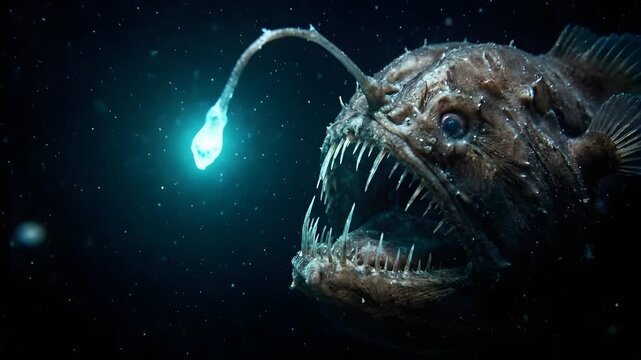 Deep Sea Anglerfish Bioluminescent Ocean Portrait