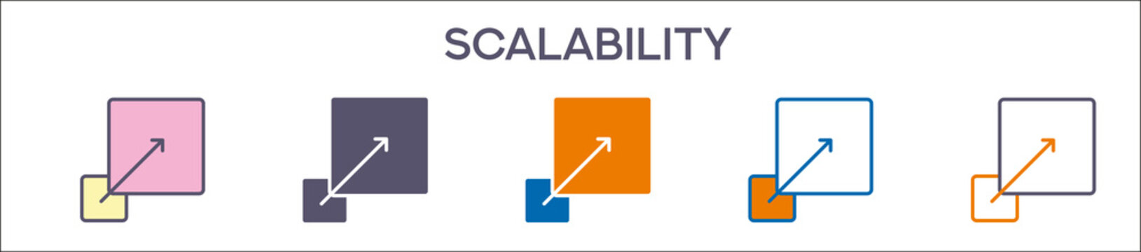 Scalability Element For Design Graphic - Multi Styles. Vector Illustration Of Two Colored And Black. Multiple Icons Designs Can Be Used For Mobile, Ui, Web 