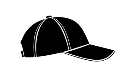 Fototapeta premium Minimal black silhouette icon, simple flat vector, bold black shape, no gradients, no shading black baseball cap icon on a, flat icon style