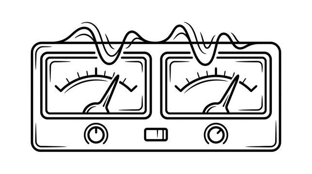 Analog VU Meters with Sound Wave Illustration