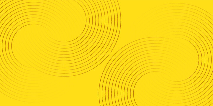 Collection of yellow circles. Collection of radial sound wave or sonar rings. Pack of radar icon symbols, targets, dashed lines, halftones, Modern.