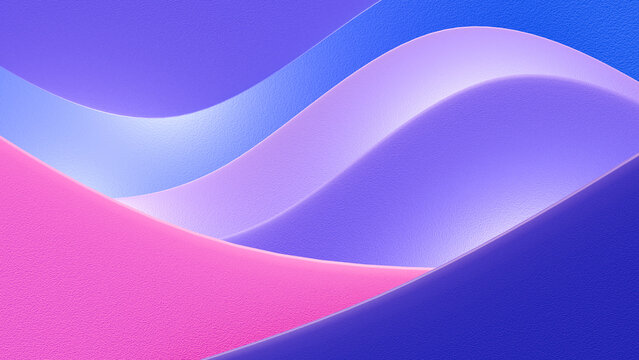 Abstract design background, flowing pastel gradient waves in modern digital style with smooth curves and vibrant purple, pink and blue tones 3d image