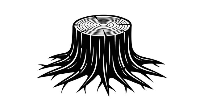 Vector illustration of vector illustration of a tree stump on a transparent background