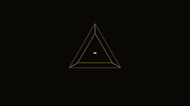 Minimalist gold triangle geometric motion on animation 4k black background