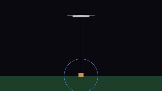 Minimalist pendulum physics simulation with oscillating cube and circular motion path animation 4k oscillation