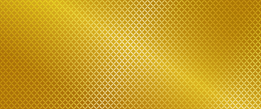 Perforated metallic surface with diamond holes and gold accents displays realistic steel mesh texture featuring geometric pattern and shiny brushed aluminum finish on white backdrop.