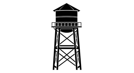 Naklejka premium Vector illustration of water tower icon, classic industrial structure silhouette on a transparent background