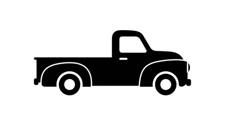 Obraz premium Vector illustration of silhouette of a vintage pickup truck on a transparent background