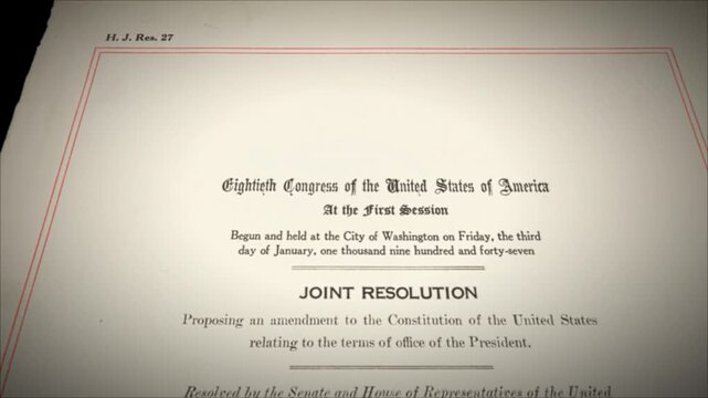22nd Amendment US Constitution Aged Historical Paper Document 2 