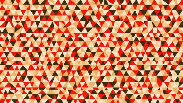 Geometric triangle pattern background, abstract mosaic texture in red and beige, seamless repeating triangular shapes for modern graphic design