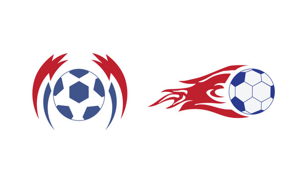 Soccer ball with red flame wings vector design