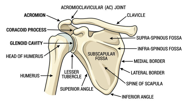 Anatomy of the Human Shoulder Joint with Labels