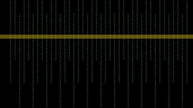 Digital matrix rain animation 4k background, with scanning data, line, abstract cyber, security and technology concept