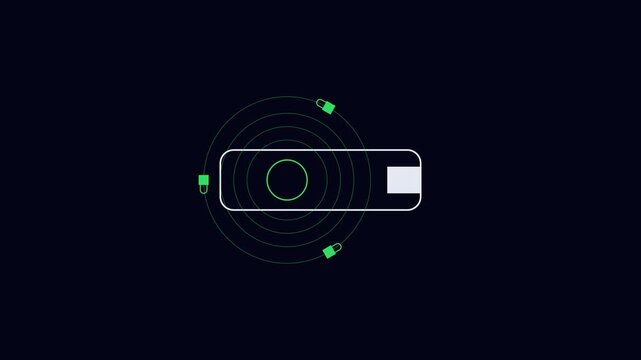 Digital security concept with usb flash drive and encrypted data protection animation 4k encryption cyber security