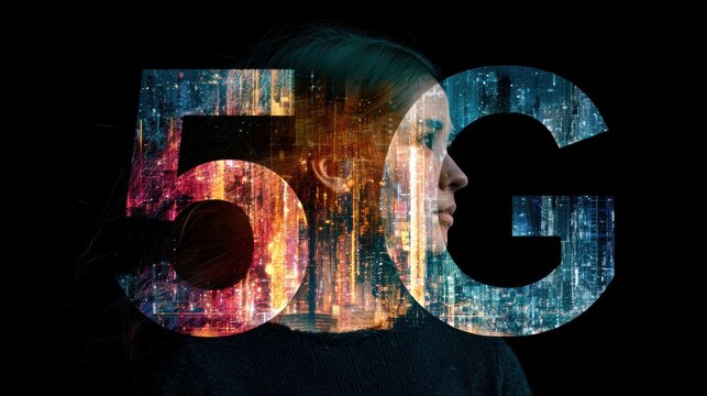 Double exposure photography of business and technology 5G wireless, mind, brain, technology, intelligence, head, human, science, digital