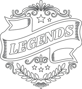Elegant vintage legends banner with decorative stars and leaves