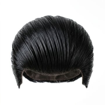 Close-up of Classic Black Retro Pompadour Hairstyle for Men.