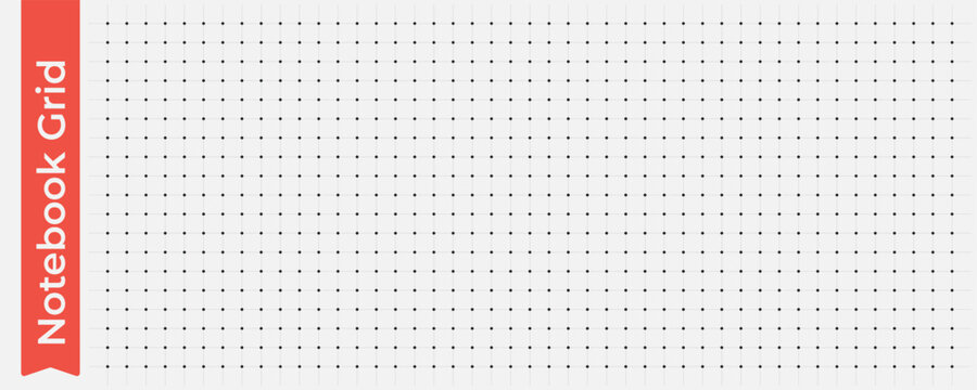 Dot point notebook and paper grid pattern with line gird technical. Graph texture white and vector square blueprint with grey circle.