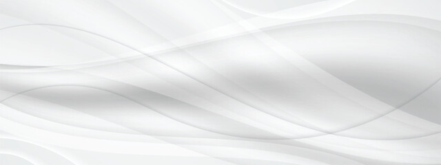 Obraz premium Futuristic Elegant White Texture Web Banner Backdrop, Smooth Gradient Wave Shape Graphic Product Presentation