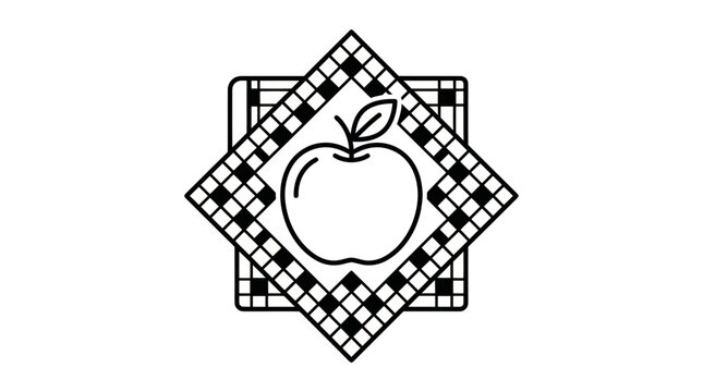 Black and white apple logo symbol.
