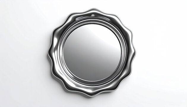 Elegant Silver Wax Seal Stamp with Intricate Wavy Edges.