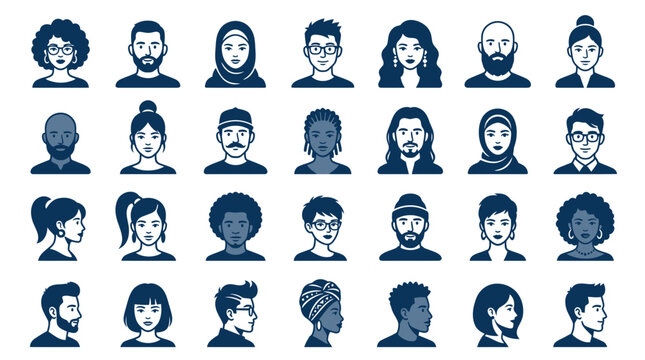 Diverse group of people icons.