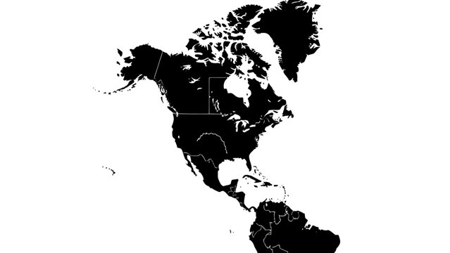 North and South America continent map.