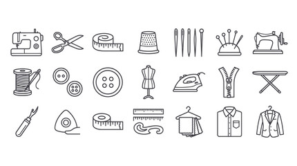 Fototapeta premium Sewing tools and equipment icons set 2.