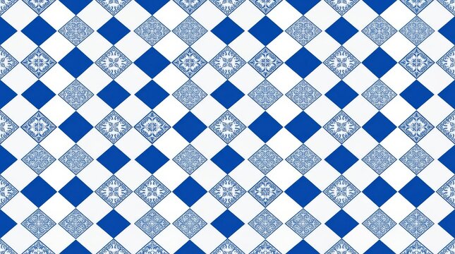 Portugal pattern blue and white diamond tile geometry background with portugal portuguese seamless geometric ornamental