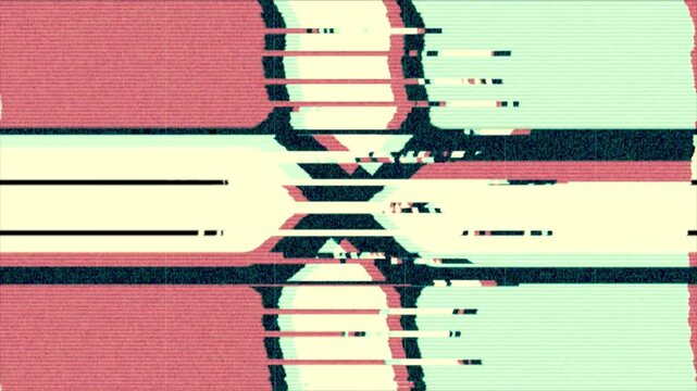 Letter X or cross symbol with heavy distortions and glitch effects