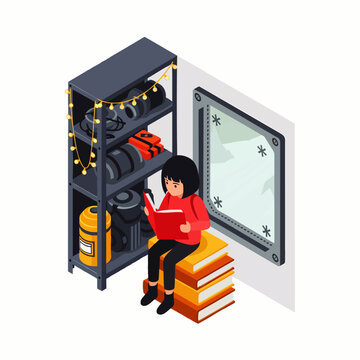 Colorful 3D cartoon delivery worker unloading cardboard boxes from a refrigerated truck with festive holiday lights, concept for logistics, e-commerce, and seasonal shipping efficiency in retail and